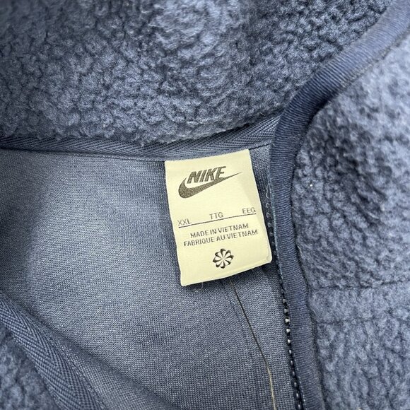 Nike Fleece Sherpa Jacket Size 2XL Mens Blue Black Winterized Full Zip Oversized - Picture 10 of 12